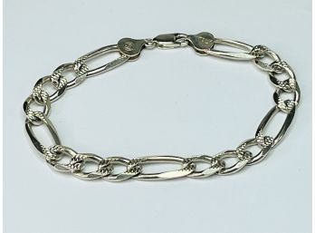 Vintage Sterling Silver Italian Large Figaro Link Bracelet