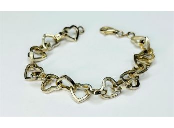 Unique Sterling Silver Interlocking Heart Chain Link Bracelet