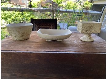 Trio Of McCoy Planters With Gold Accents