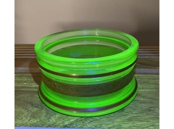 Uranium Vaseline Glass Candy Dish- Glows Under Blacklight!