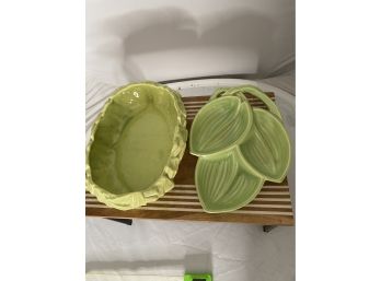 McCoy Vintage Serving Platters In Green