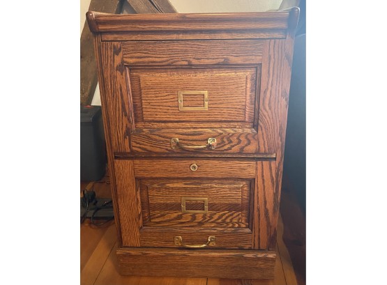 Two Drawer Oak File Cabinet