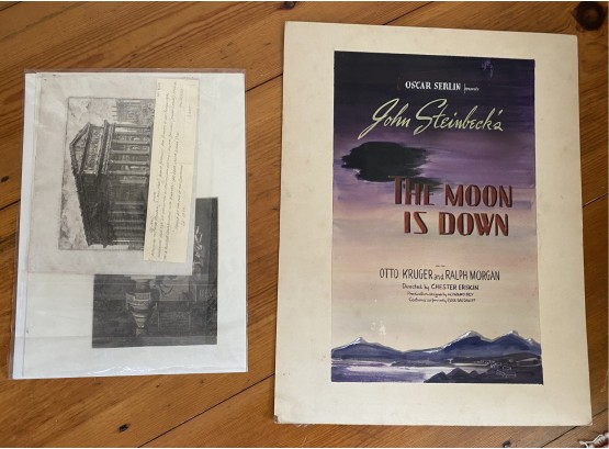Unframed Movie Poster And Two Black And White Etchings