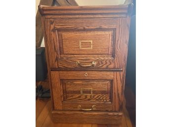 Two Drawer Oak File Cabinet