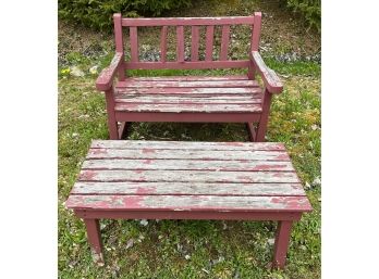 Red Country Bench And Table