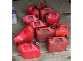 Eleven Plastic Gas Gallons