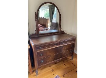 Two Over Two Walnut Dresser With Mirror