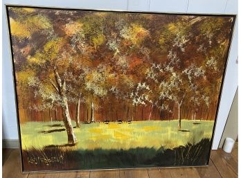 VERY Large- Contemporary Oil On Canvas 'autumn Forest' Signed Ken Rowan