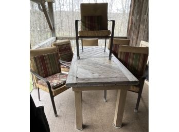 Custom Made Porch Table With Six Very Comfortable Metal Chairs