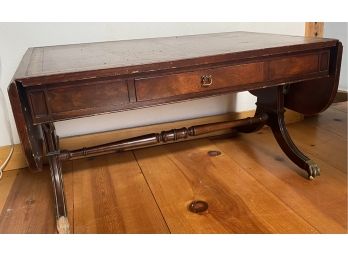 Drop Leaf Leather Top Coffee Table