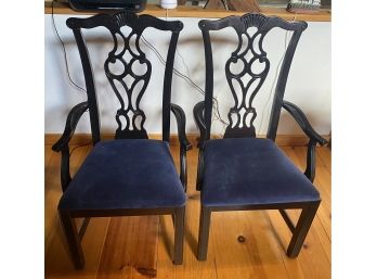 Pair Of Black Chippendale Chairs