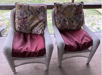Pair Of Nice Quality Faux Wicker Porch Arm Chairs