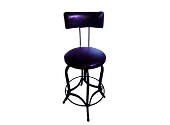 Leather Swivel Stool With Backrest
