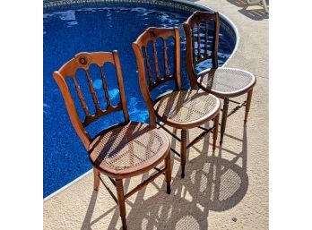 Three Very Pretty Vintage Cained Chairs