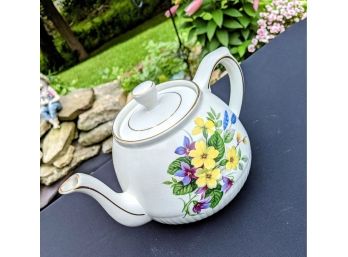 Vintage Wood & Sons Tea Pot Ellgreave Yellow Blue & Purple - England