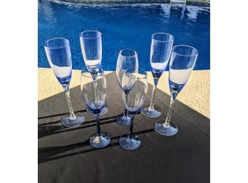 Vintage Blue Wine/Champagne Glasses