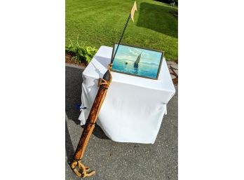 Vintage Replica Harpoon And Fishing Boat Painting