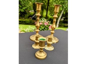 Grouping Of Brass Candle Stick Holders