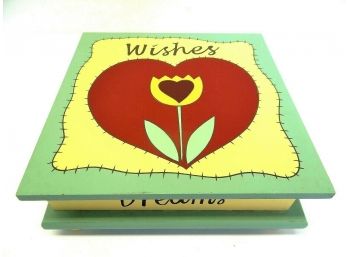 Keepsake Box Painted Wishes Dreams Childrens Jewelry Box Trinket Container