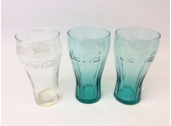 Green Clear Coca Cola Coke Soda Drinking Glasses Cups