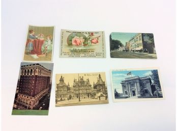 Mixed Lot Postcards Druggists Advertising Cards Bruxelles Bank Nationale Atlantic St Stamford Westport Hotel