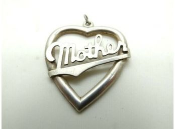 .925 Sterling Silver Mother Heart Valentines Necklace Pendant Jewelry