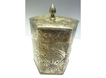 Candle Holder Trinket Box Metal Brass Silverplate