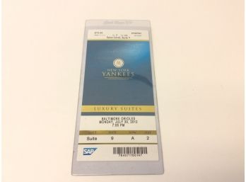 July 30 2012 New York Yankees Vs. Baltimore Orioles Suite Level Ticket