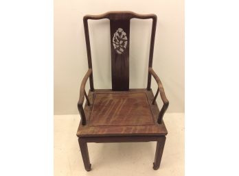 Dark Cherry Rosewood Oriental Bird Flower Asian Arm Chair #2