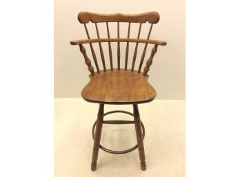 Wood Metal Swivel Barstool Chair Ethan Allen Style