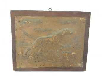 Dog Relief Copper Wooden Hunting Artwork Hanging Wall Plaque
