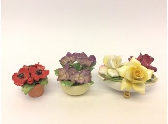 Crownstaffs England Cole Port Porcelain Flower Bouquets Figures