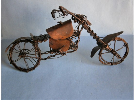 Vintage Copper Motorcycle Sculpture