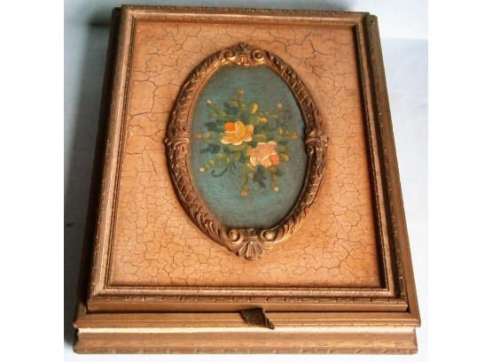 1930's-40's Jewelry Box With Hand Painted Lid