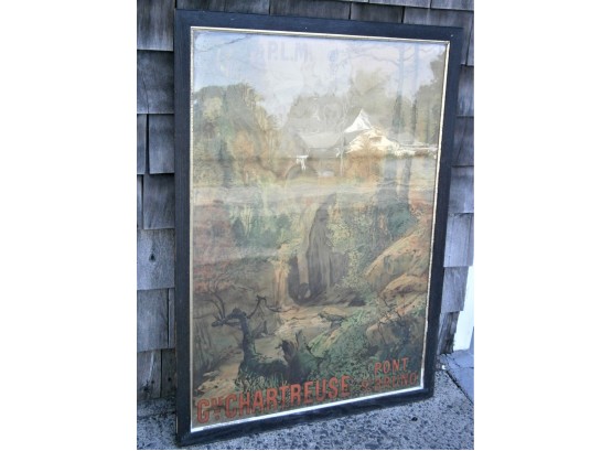 Large Antique Framed Chartreuse Pont St. Bruno, France Travel Poster