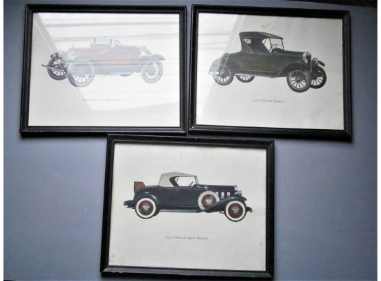 (3) Vintage Prints Of Antique Automobiles