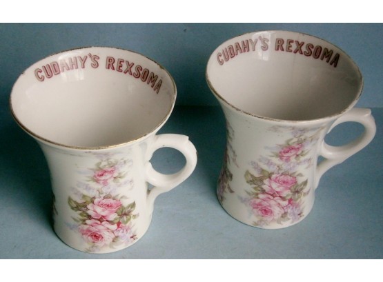 (2) CUDAHY'S REXSOMA Advertising Drugstore / Soda Fountain Cups From The Early 1900's