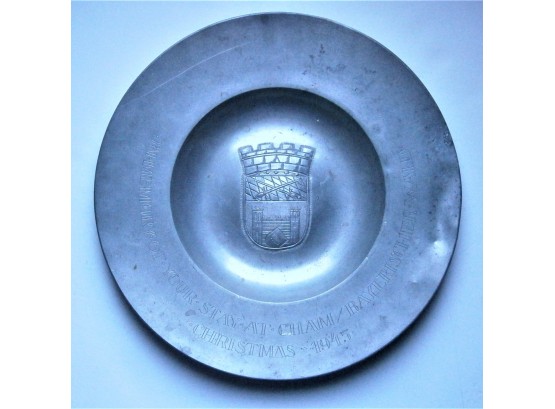 Christmas 1945 At Chaim/Bayerischer Wald Germany Pewter Plate