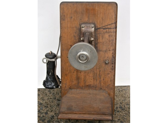 Antique Oak Wall Telephone Made By American Electric Co., Chicago, Ill.