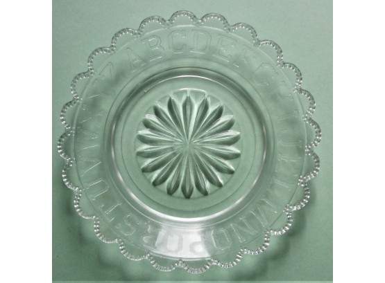 Antique Clear Glass ABC Plate