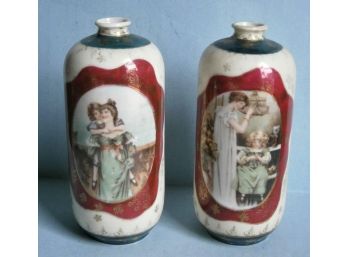 Pair Of Antique Austrian Porcelain Vases