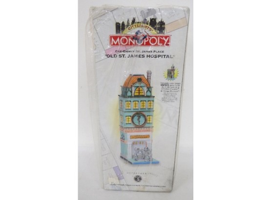 Vintage 1999 Dept 56 City Lights Monopoly Figural Building, NIB, 180 St. James Place - Old St. James Hospital