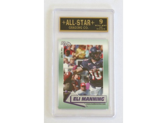 Eli Manning 2002 Rookie Review #1 Rookie Card All Star Grading Co. Graded 9 Near Mint Or Higher