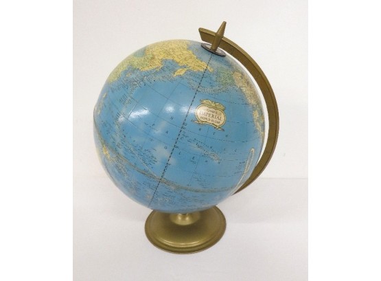 Imperial World Globe On Metal Stand 1960's Era