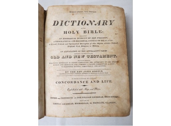 Leather Bound Dictionary Of The Holy Bible By Reverend John Brown, Early 19th Century