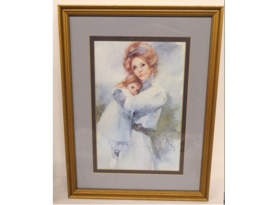 Irene Borg Framed & Matted Print Of A Mother Holding Her Child, Victorian Era Flair
