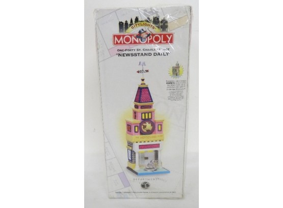 Vintage 1999 Dept 56 City Lights Monopoly Figural Building, New In Box, 140 St. Charles Place News Stand Daily