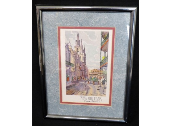 John McCann Artis Signed Pen & Ink Style Print Of New Orleans, LA French Quarter, Nice Colors/frame