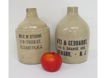 Pair Of Late 19th/early 20th Century 1/2 Gallon New Jersey Stenciled Merchant Jugs - Newark & Elizabeth, NJ