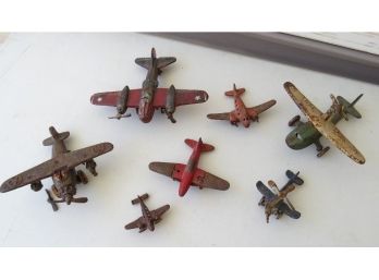 Lot Of Cast Iron Vintage Toy Airplanes -